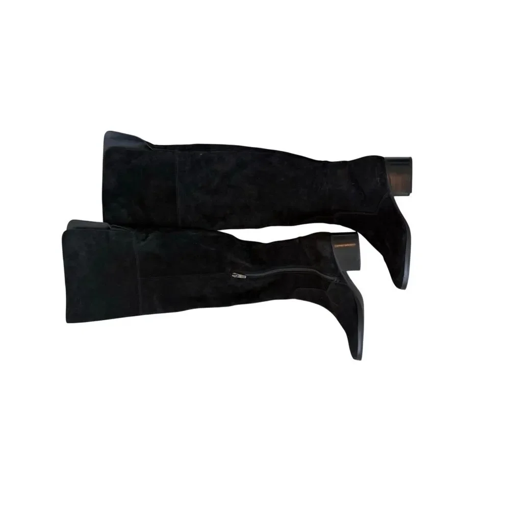Via Spiga Womens Black Suede Block Heel Sophies Over The Knee Boots Size 8.5